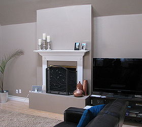 stacked stone fireplace make over, fireplaces mantels, home decor, living room ideas, Our before fireplace needed something what would you have done