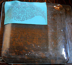 diy painted glass platter tutorial, crafts, Step 1 Adhere the Silkscreen to the glass platter