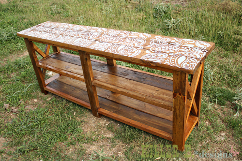 Rustic Furniture Diy reclaimed stenciled rustic x console | hometalk Rustic Furniture Diy reclaimed stenciled rustic x console | hometalk