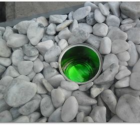 portable mini fire feature, diy, outdoor living, Topped with stones added cooking gel fuel and ready to be lit