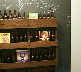 wall mounted pallet shelf, diy, pallet, shelving ideas, woodworking projects, pallet shelf organizing homebrewing supplies