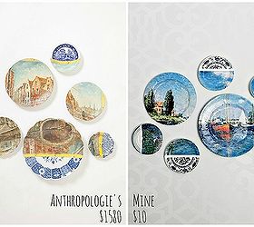 anthro inspired collage art plates, crafts, decoupage, Anthro s on the left mine on the right