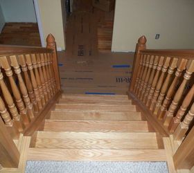 new oak stairs and railings, flooring, stairs, woodworking projects