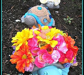 refreshed garden terracotta critters, flowers, gardening, The final product is parade of pretty Refreshed Terracotta Critters