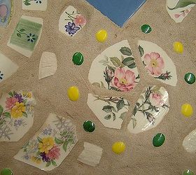 mosaic table for the patio or garden, outdoor furniture, painted furniture, tiling, extra little designs between the place settings