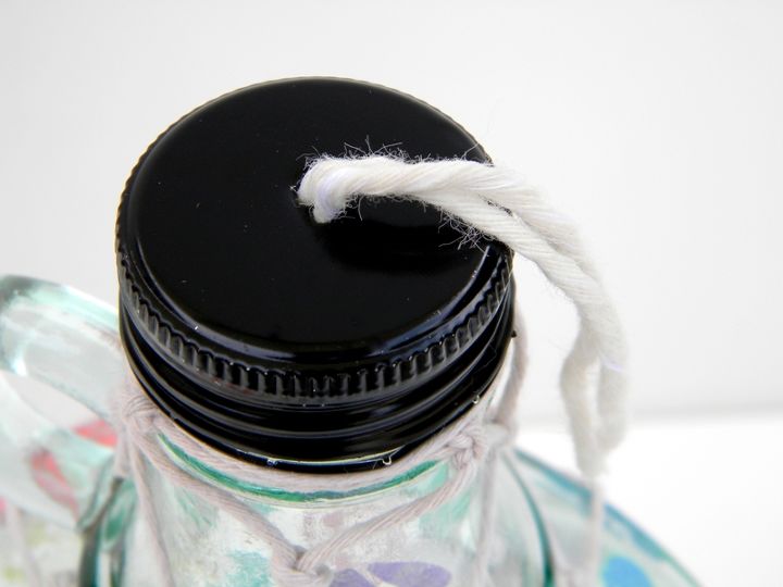 a butterfly feeder jar, crafts, Use string fabric or a piece of sponge inserted into the lid through a small hole