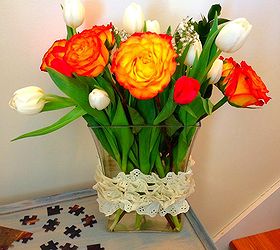 chic little table redo, flowers, painted furniture, Lovely flowers from my hubby for Valentine s Day makes me so ready for spring