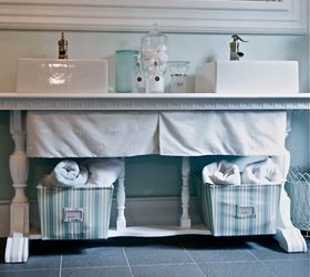 master bedroom in icy blue, bedroom ideas, home decor, repurposed antique table for a vanity