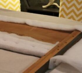 how to upholster a headboard using a curtain panel, home decor, painted furniture, reupholster, window treatments