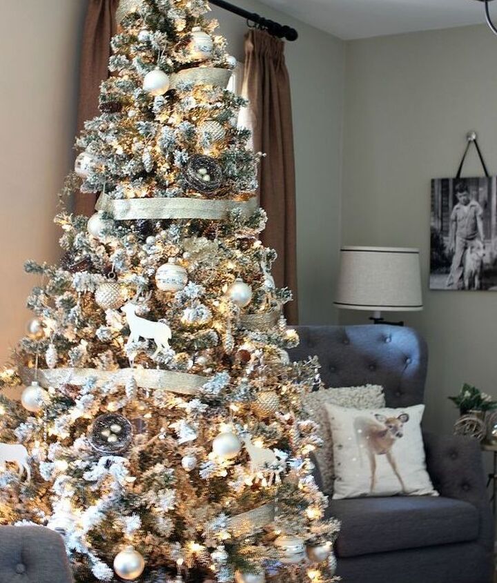 Silver and White Flocked Christmas Tree | Hometalk Silver and White Flocked Christmas Tree | Hometalk - how to make a silver and white flocked christmas tree, christmas decorations, crafts,