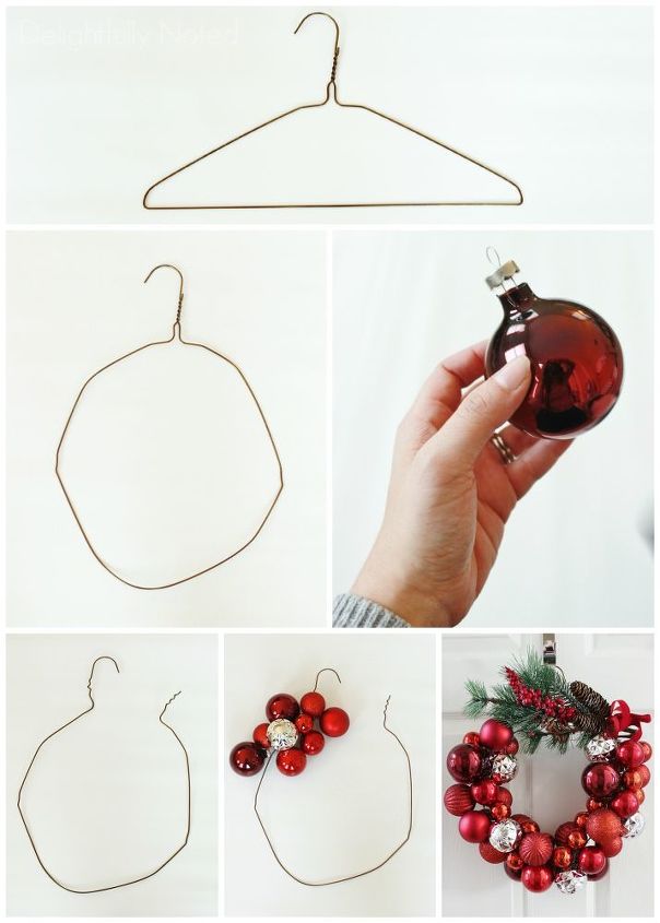 Wire Photo Hanger how to make a christmas ornament wreath with a wire hanger | hometalk Wire Photo Hanger how to make a christmas ornament wreath with a wire hanger | hometalk