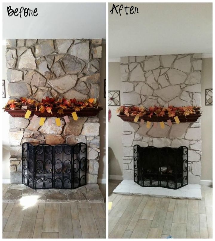 DIY Painted Stone Fireplace Hometalk