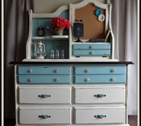 Pine Dresser/Hutch in Cream/RE Blue Hometalk