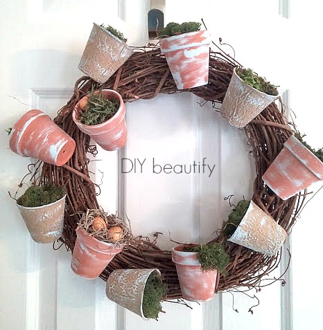 flowerpot moss wreath with dollar store items, crafts, easter decorations, how to, repurposing upcycling, seasonal holiday decor, wreaths