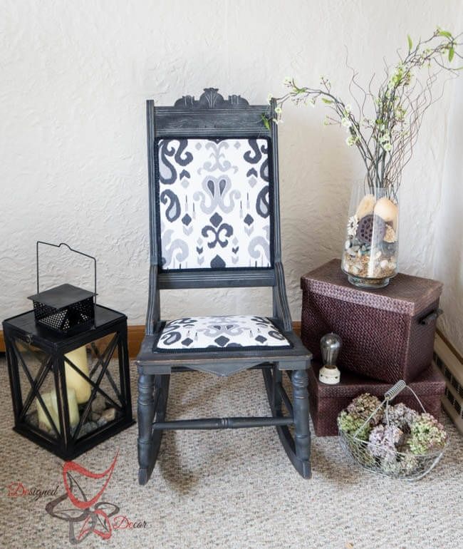 Upcycled Antique Rocker Hometalk antique rocker given a second life, painted furniture, repurposing upcycling, reupholster - Upcycled Antique Rocker Hometalk
