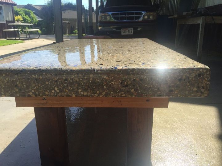 diy back yard coffee table. top made of concrete with crushed wine diy back yard coffee table. top made of concrete with crushed wine