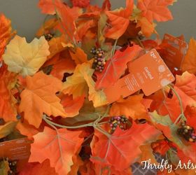 easy diy fall leaves potted topiary tree from a tomato cage, crafts, repurposing upcycling, seasonal holiday decor