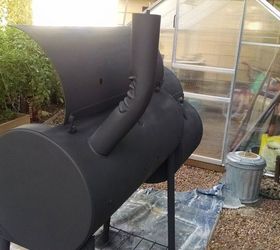 giving an old rusty smoker new life, outdoor living, repurposing upcycling, Back sprayed