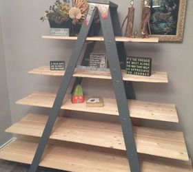 old wooden ladder transformed into a country chic shelf, diy, repurposing upcycling, shelving ideas, woodworking projects