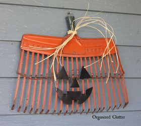 rake head pumpkin jack o lantern, crafts, halloween decorations, repurposing upcycling, seasonal holiday decor