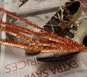 witch shoes halloween decoration, halloween decorations, repurposing upcycling, seasonal holiday decor
