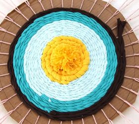 old t shirt rug on a hula hoop loom, crafts, flooring, repurposing upcycling