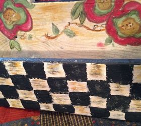 transforming a rustic tool caddy into a work of art, repurposing upcycling, Close up of the checkerboard