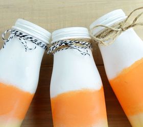 diy candy corn bottle vases, crafts, seasonal holiday decor