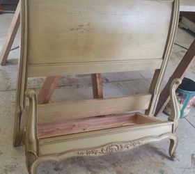 french farmhouse headboard bench, painted furniture, repurposing upcycling