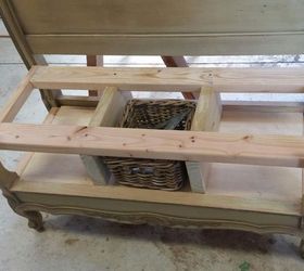 french farmhouse headboard bench, painted furniture, repurposing upcycling