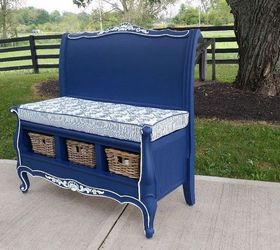 french farmhouse headboard bench, painted furniture, repurposing upcycling