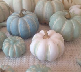 coastal cornucopia and chalk painted pumpkins, chalk paint, crafts, seasonal holiday decor