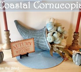 coastal cornucopia and chalk painted pumpkins, chalk paint, crafts, seasonal holiday decor