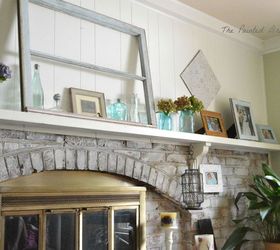 a room in guilford green w whitewashed brick and thrift store finds, concrete masonry, diy, fireplaces mantels, home decor, living room ideas, painted furniture, painting