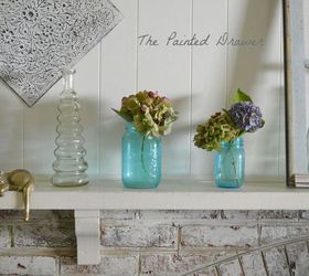 a room in guilford green w whitewashed brick and thrift store finds, concrete masonry, diy, fireplaces mantels, home decor, living room ideas, painted furniture, painting