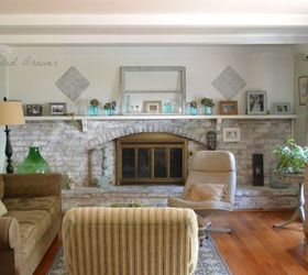 a room in guilford green w whitewashed brick and thrift store finds, concrete masonry, diy, fireplaces mantels, home decor, living room ideas, painted furniture, painting