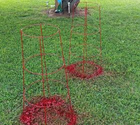 diy garden bird baths, crafts, outdoor living, repurposing upcycling, spray paint tomato cages
