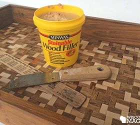 tiling a tray with popsicle sticks, crafts, repurposing upcycling