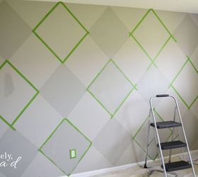 painted argyle wall, bedroom ideas, home decor, painting, wall decor