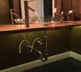 from boring bathroom to live edge excitement, bathroom ideas, countertops, diy, woodworking projects