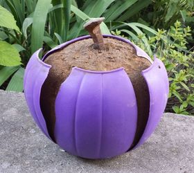 concrete pumpkin project, crafts, halloween decorations, repurposing upcycling, seasonal holiday decor