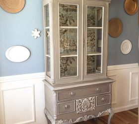 french country toile hutch, painted furniture