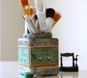 plastic tub to faux vintage tin, crafts