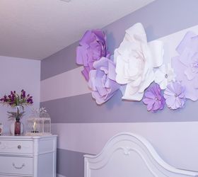 diy large paper flowers wall decor and above bed, crafts, how to, wall decor