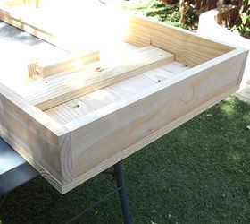 outdoor table with ice cooler box, diy, how to, outdoor furniture, rustic furniture, woodworking projects