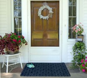 give a cheap floor mat a designer look with a paint pen, flooring, repurposing upcycling