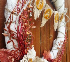 fall burlap wreath, crafts, seasonal holiday decor, wreaths