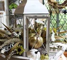 fall lantern centerpiece, crafts, repurposing upcycling, seasonal holiday decor