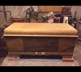 lane cedar chest with raised bondo stencil, painted furniture, woodworking projects