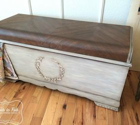 lane cedar chest with raised bondo stencil, painted furniture, woodworking projects